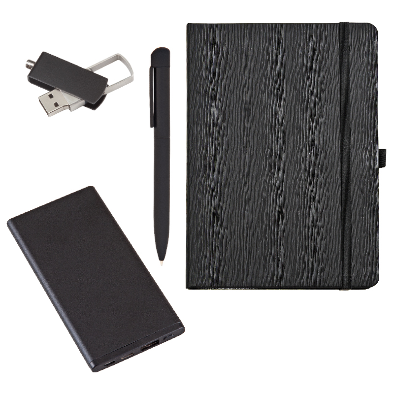 Promosyon Hediyelik Set  5.000 Mah Powerbank  13x21 Defter  Metal Tükenmez Kalem  Usb Bellek