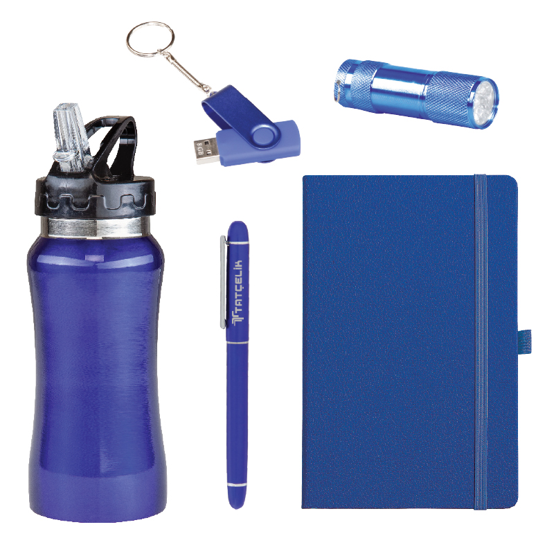 Promosyon Hediyelik Set  Matara / 500 Ml  Usb Bellek  Led Elfeneri  15x21 Defter  Metal Roller Kalem