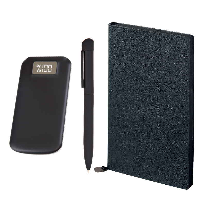 Promosyon Hediyelik Set  5.000 Mah Powerbank  13x21 Defter  Metal Tükenmez Kalem